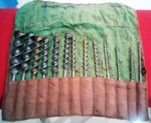 FULL SET OF 13 WILLIAM MARPLES REDGWOOD AUGER BITS + STANLEY HAND DRILL -PLEASE SEE DESC 4 MORE INFO
