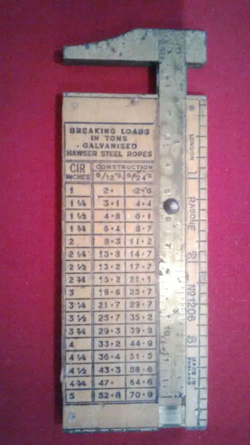 UNIQUE IN SA - RABONE NO 1026 WOOD AND BRASS ROPE GAUGE CALIPER -PLEASE SEE DESC 4 MORE INFO