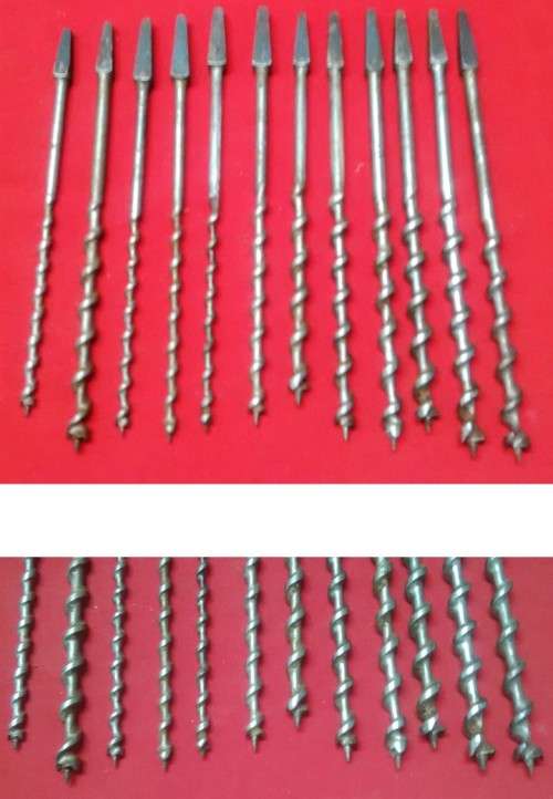 12 VINTAGE AUGER BITS - MIX of IRWIN, RIDGWAY & GILPINS  PLEASE SEE PICTURES FOR CONDITION