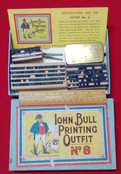 VINTAGE JOHN BULL PRINTING OUTFIT NO 8 COMPLETE WITH INSTRUCTION MANUAL