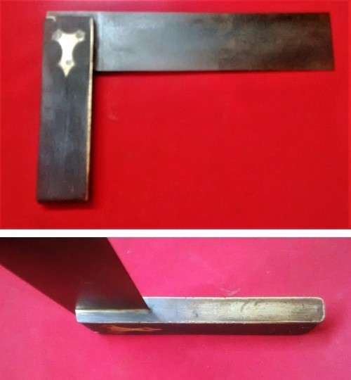 VINTAGE HARDWOOD & BRASS SQUARE - Read Desc & See Pictures