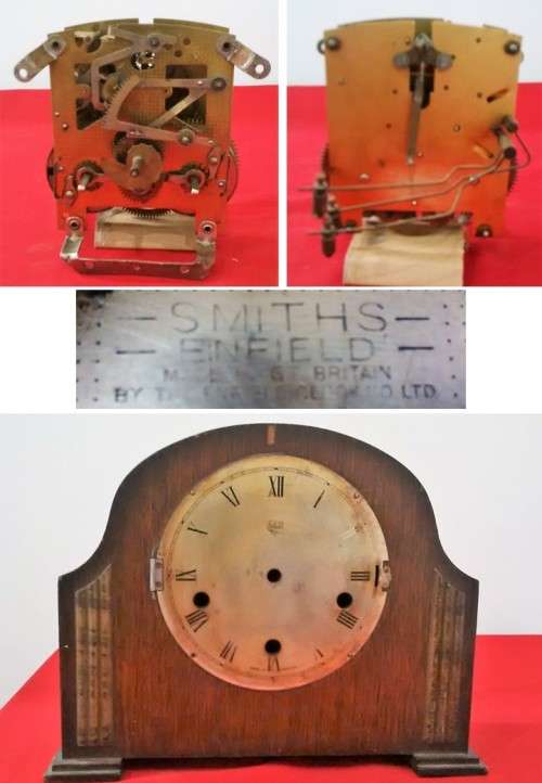 WORKING VINTAGE SMITHS ENFIELD CLOCK MOVEMENT & A ENFIELD CLOCK CASE  -   Read Desc & See Pictures
