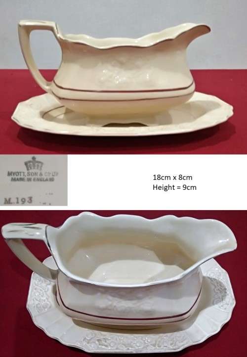 VINTAGE MYOTT ENGLAND GRAY BOAT & TRAY (22 x 14cm Height = 9cm) - Please Read Desc & See Pictures44