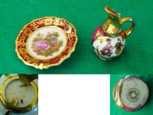 A beautiful set of miniature Limoges Saucer and jug - see desc, pics