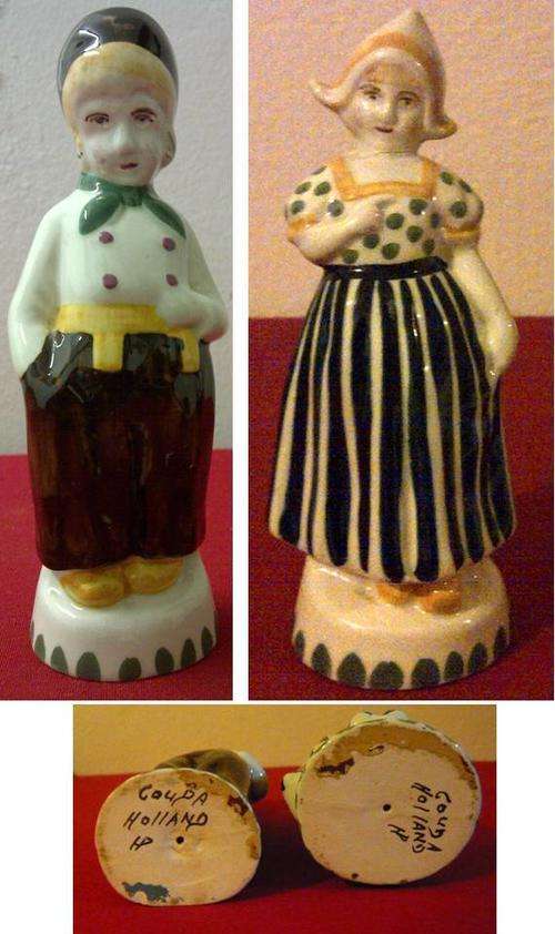 2 Gouda Boy & Girl Figurines with markings - (PPH  = R45)  - see desc, pics