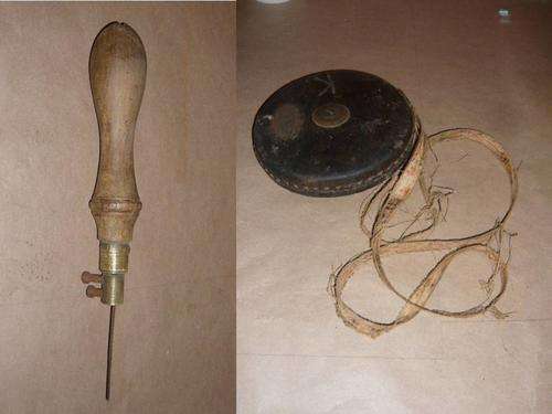 VINTAGE TOOLS - JOHN RIBONE LEATHER TAPE MEASURE & HAND SAW - Read & See Description