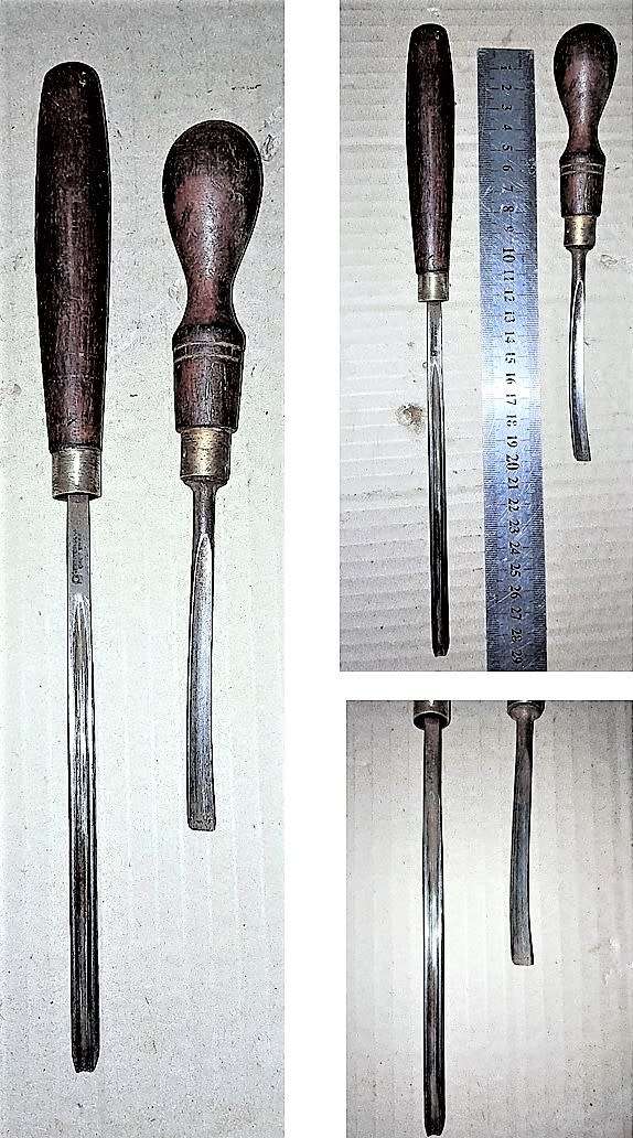 2 Vintage gorge chisels -straight & curved  - as per pictures