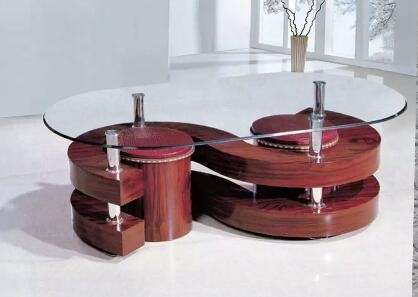 Coffee Tables (Tempered Glass with two stools)