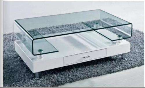 Coffee Tables (white wooden base + glass top)