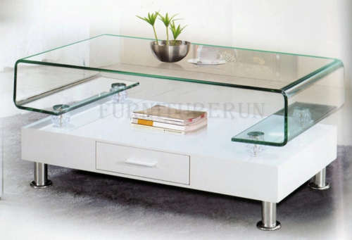 Coffee Tables (white wooden base + glass top)
