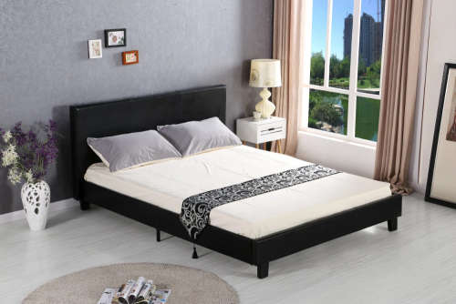 sleigh beds/ pu leather platform beds-double size-black colour
