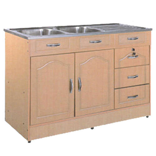 Kitchen  cabinets with sink and tap