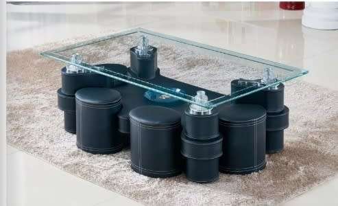 Coffee tables (tempered glass with side stools)