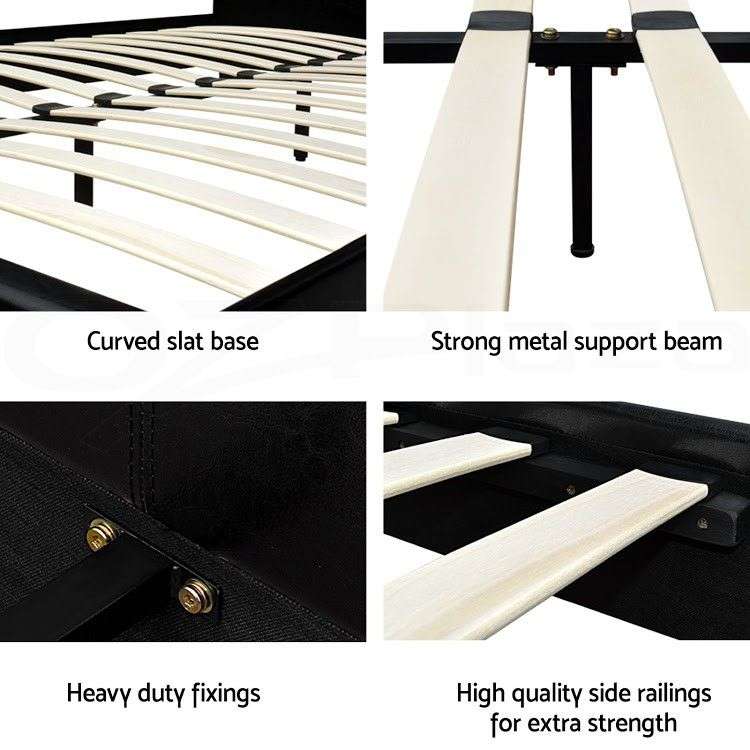 sleigh beds/ pu leather platform beds-double size-black colour