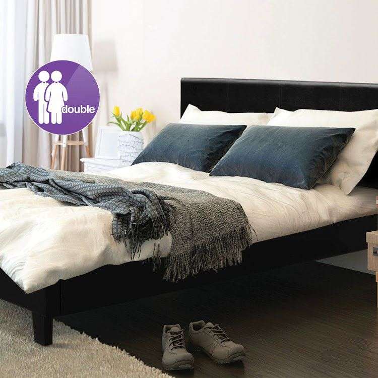 sleigh beds/ pu leather platform beds-double size-black colour