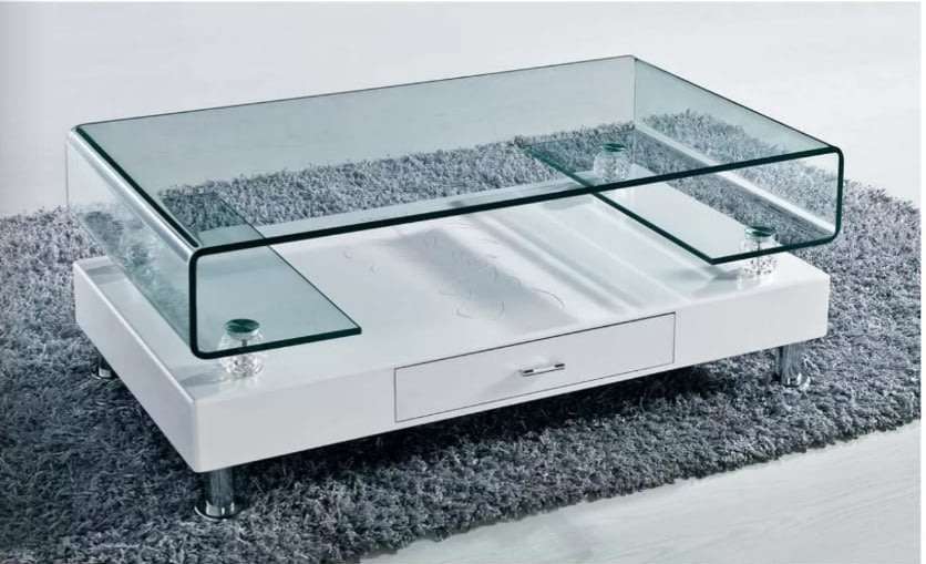 Coffee Tables (white base - tempered glass)
