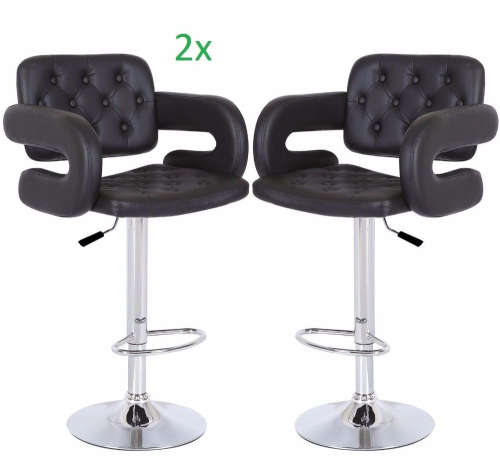 Bar Stools / Kitchen Breakfast Stools - Set of Two - Black Colour