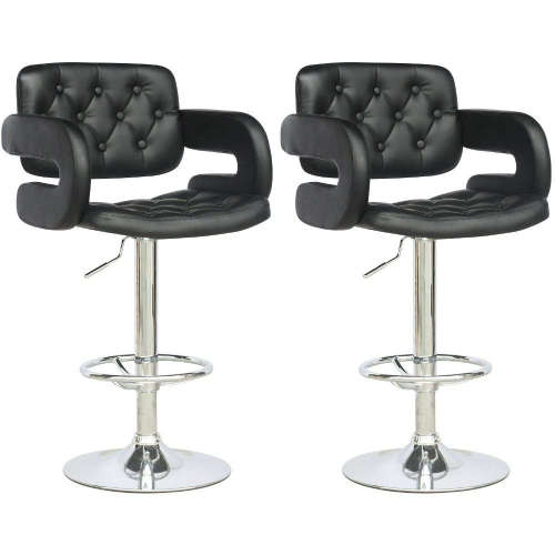 Bar Stools / Kitchen Breakfast Stools - Set of Two - Black Colour