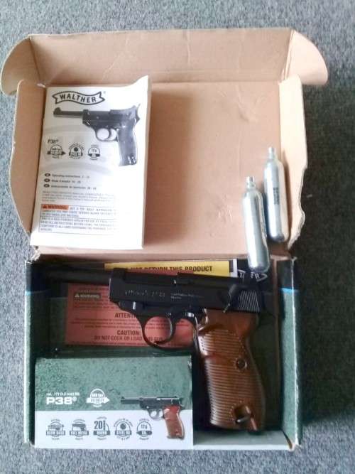 Walther P 38 pistol made by Umarex. 4.5mm steel BBs. Full metal construction. NOW PRICE Reduced!!