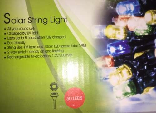 * 10 TO GO* 10 LED SOLAR FAIRY LIGHTS MULTI