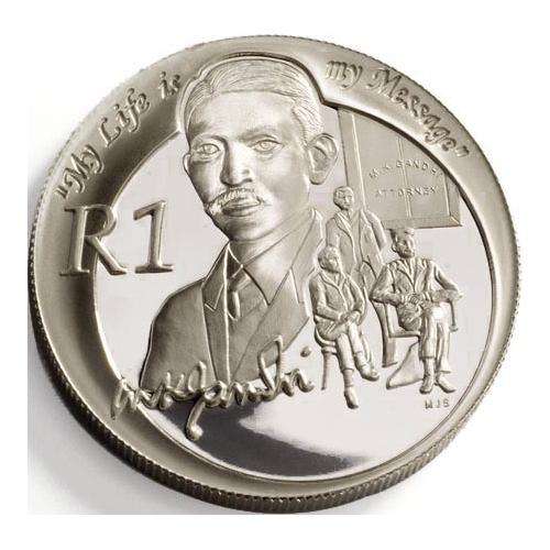 2008 MAHATMA GHANDI SILVER PROTEA R1!!CRAZY R1 START!!!UNC COIN