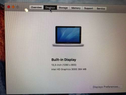 MacBook Pro 13-inch 2011, Intel I5 2.3GHz, 4Gb Ram,HD Graphics 3000,320gb Harddrive, Sierra 10.12.5