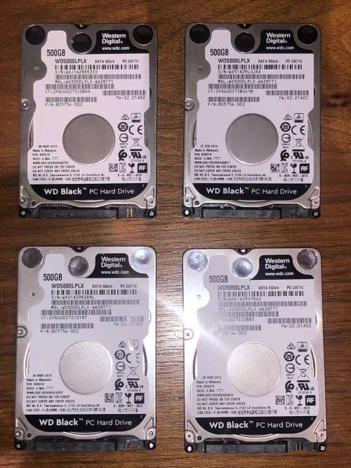 Lot of 4x Western Digital 500gb Black drives 2.5`