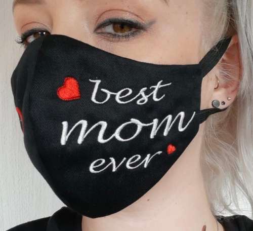 Face Mask Black with best mom ever embroidered on mask