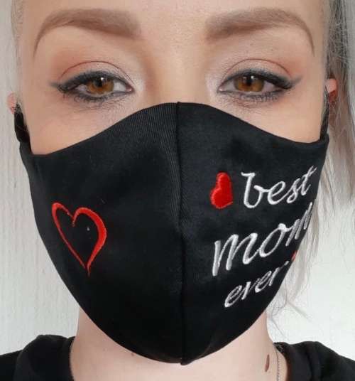 Face Mask Black with best mom ever embroidered on mask
