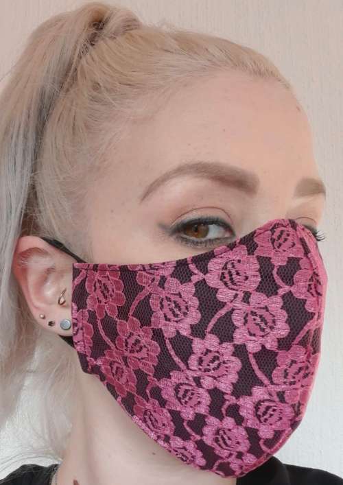 Face Mask Pink Lace
