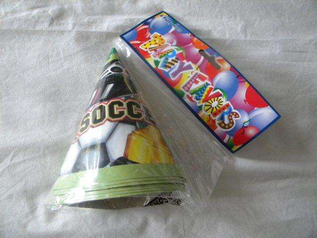 6 PARTY HATS - SOCCER THEME