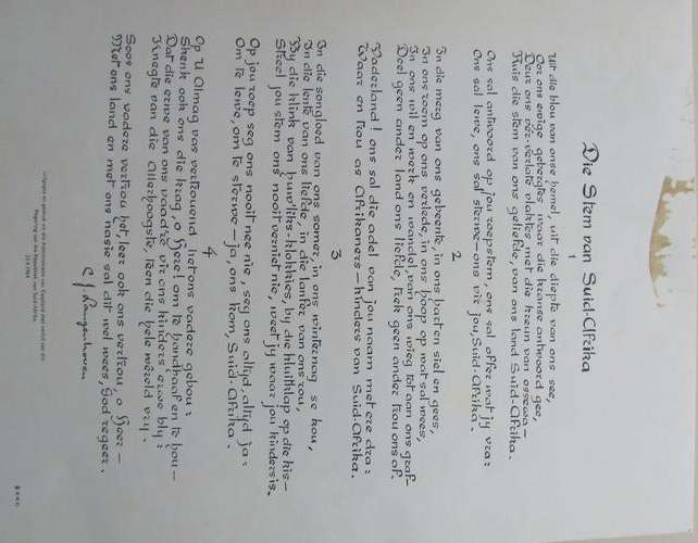 Die Stem van Suid Afrika. Uitgegee op 23.4 1964.