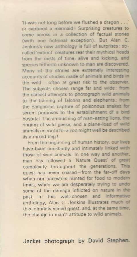 NATURE QUEST, AN ANTHOLOGY OF WILD LIFE STORIES - ALAN C JENKINS  (1972)