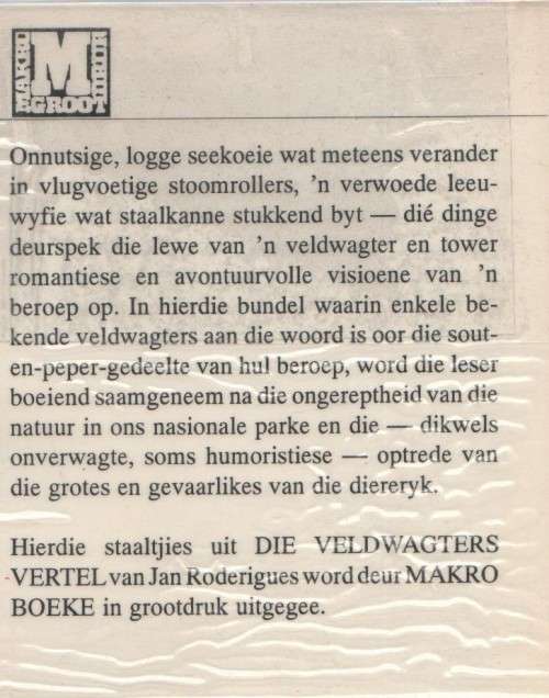 DIE VELDWAGTERS VERTEL - JAN RODERIGUES (GROOTDRUKUITGAWE 1992)