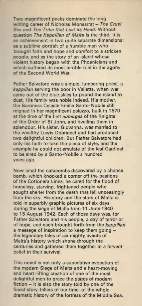 THE KAPPILLAN OF MALTA - NICHOLAS MONSARRAT (1 ST PUBLISHED 1973)