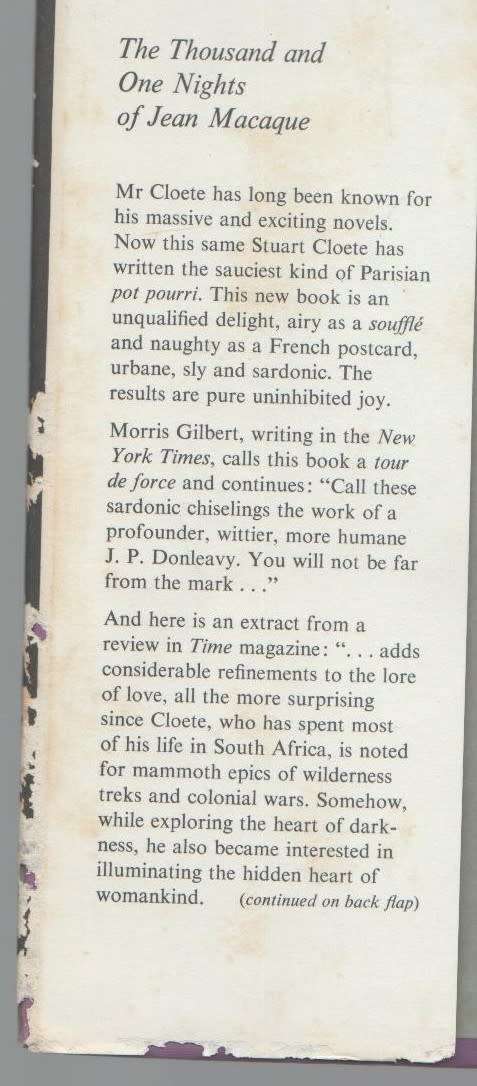 THE THOUSAND AND ONE NIGHTS OF JEAN MACAQUE - STUART CLOETE (SIMONDIUM - 1965)