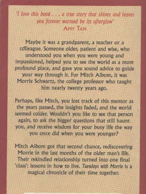 TUESDAYS WITH MORRIE - MITCH ALBOM (REPRINT 2000)