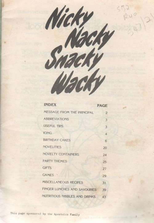 NICKY NACKY SNACKY WACKY, BIRTHDAY BOOK - LINKSIDE PRE-PRIMARY SCHOOLS