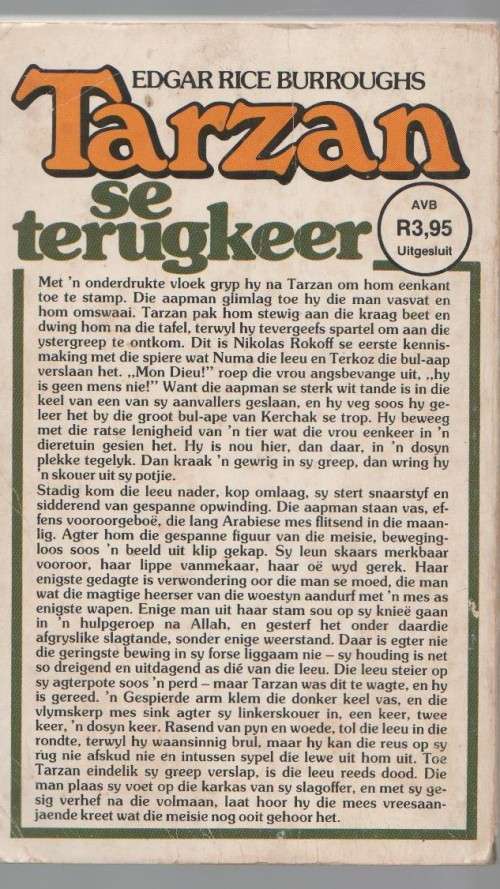 TARZAN SE TERUGKEER, NOMMER 2 - EDGAR RICE BURROUGHS (1 STE UITGAWE 1983)