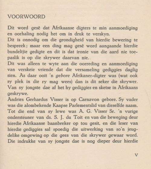 GEDIGTE VAN A G VISSER (1925)