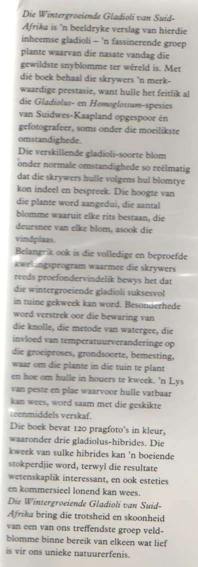 DIE WINTERGROEIENDE GLADIOLI VAN SUID-AFRIKA - G R DELPIERRE & N M DU PLESSIS (1974)