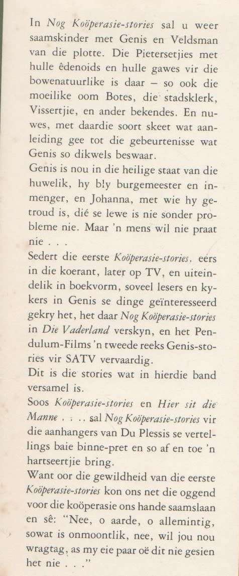 NOG KOOPERASIE-STORIES - P G DU PLESSIS (1STE UITGAWE 1985)