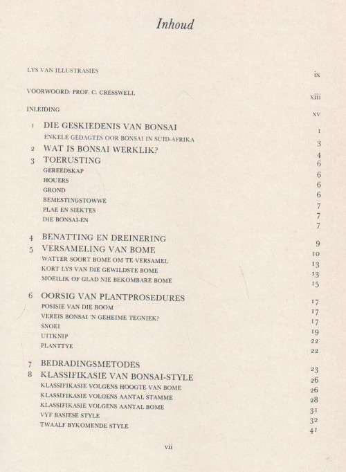 DIE SUID-AFRIKAANSE BONSAI-BOEK - DOUG HALL & DON BLACK (1 STE UITGAWE 1977)