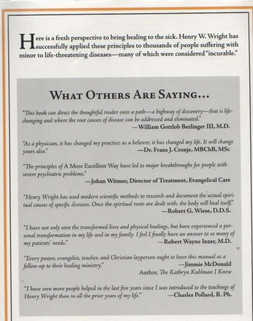 A MORE EXCELLENT WAY TO BE IN HEALTH - HENRY W WRIGHT (2009)