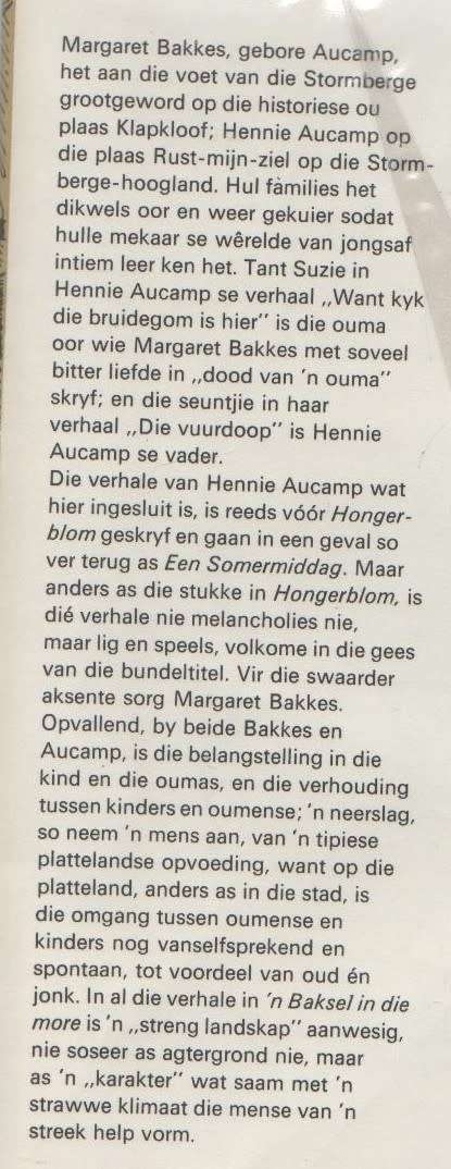'N BAKSEL IN DIE MORE - HENNIE AUCAMP EN MARGARET BAKKES (3 DE DRUK 1976)