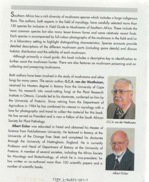 FIELD GUIDE , MUSHROOMS OF SOUTHERN AFRICA - G C A VAN DER WESTHUIZEN & ALBERT EICKER (1994)