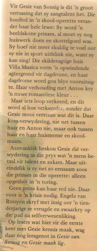 GESIE IN VILLA MUSICA - ENGELA VAN ROOYEN (1 STE UITGAWE 1980) JEUGVERHAAL