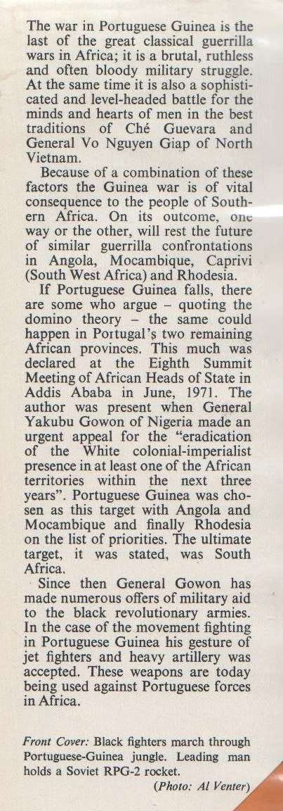 PORTUGAL`S GUERILLA WAR, THE CAMPAIGN FOR AFRICA - A L J VENTER (SIGNED 1973)