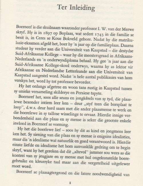 BOERNEEF , `N KEUR UIT SY PROSA (1 STE UITGAWE 1967)