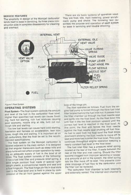 ROCHESTER MONOJET, CARBURETTOR MODEL M, MV - TRAINING PROGRAM BOOKLET (GM SERVICE/DIENS)